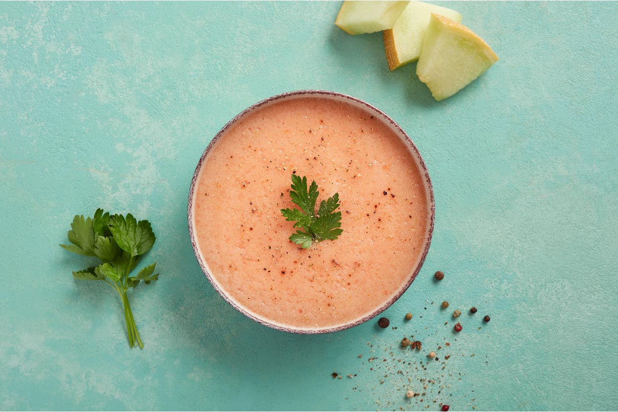 Sopa fria de meloa e tomate