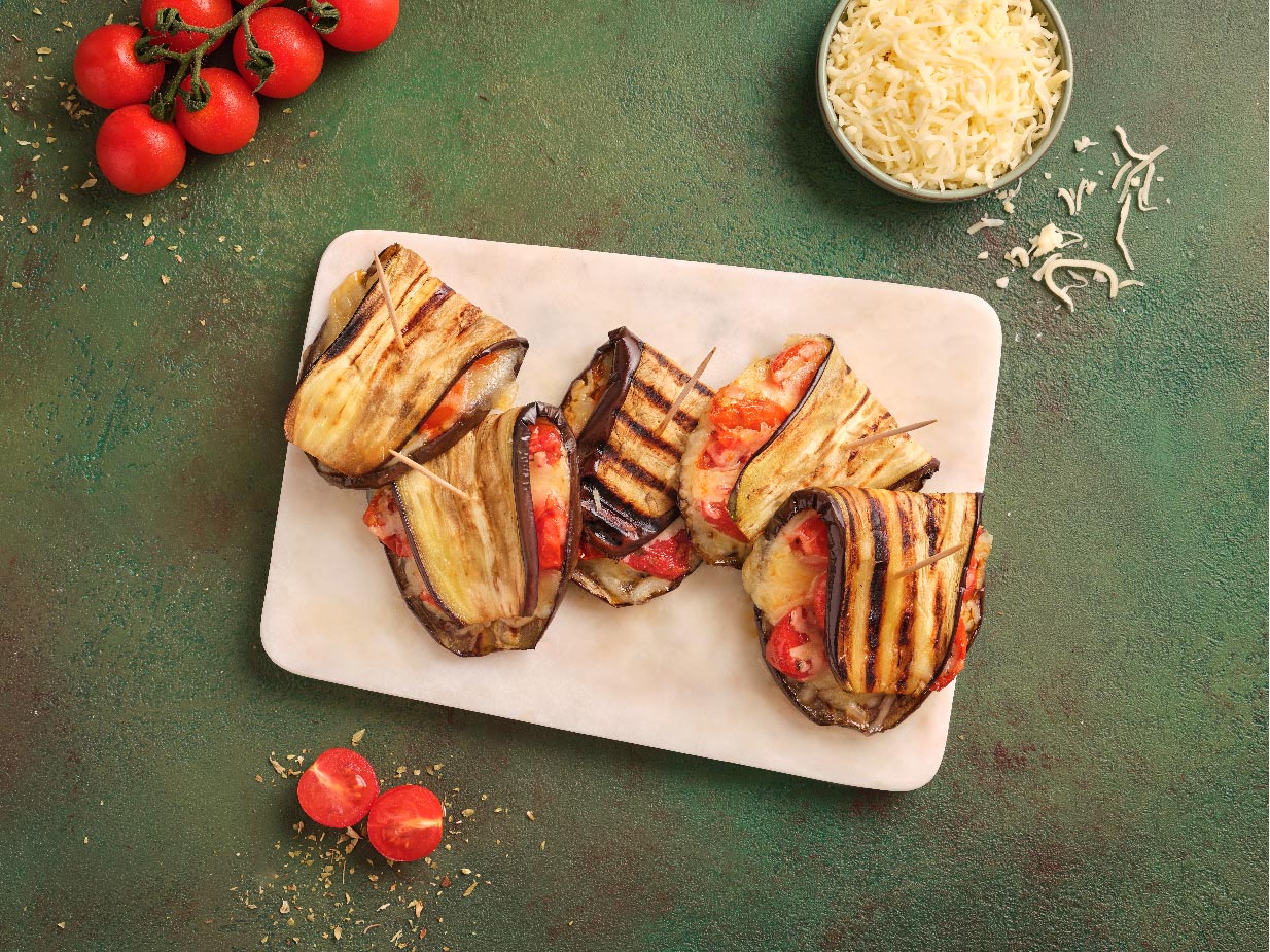 Beringela Recheada Com Mozzarela e Tomate