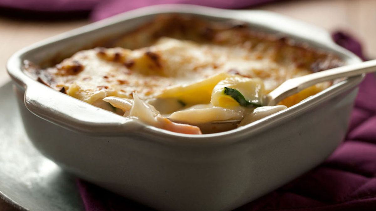 LASANHA DE BACALHAU COM LEGUMES