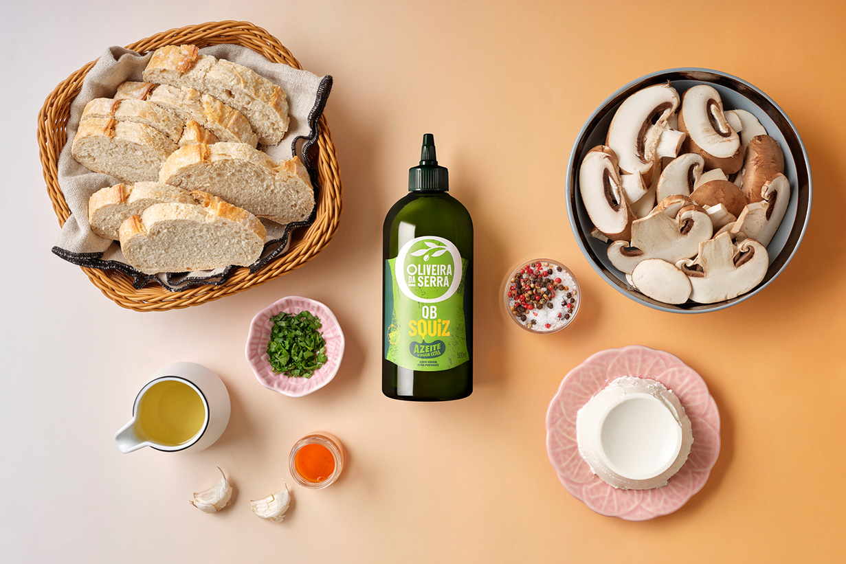 Tosta de cogumelos e ricotta