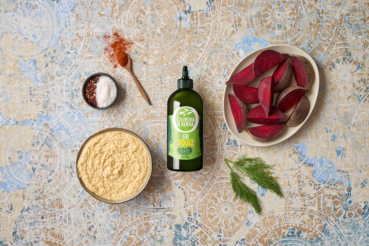 Roasted Beets with Hummus and Fennel