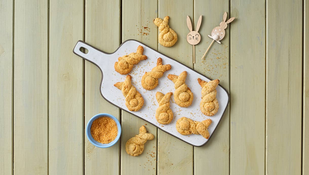Bolachas de Páscoa em forma de coelho