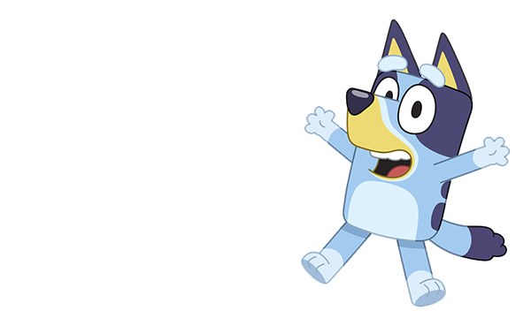 Bluey en train de sauter